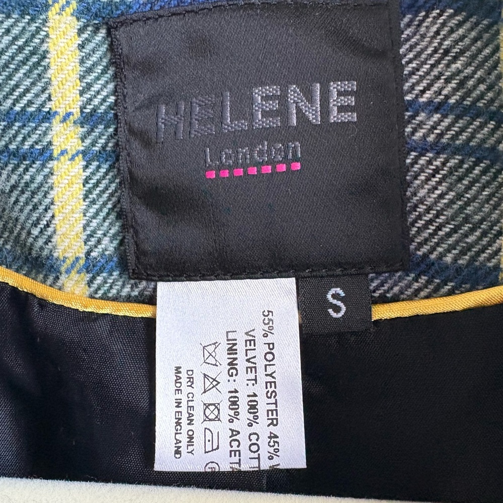 Helene Berman - Boxy Plaid One Button 2 Pocket Blazer - Sz. Small - Blue & Green - Picture 8 of 9
